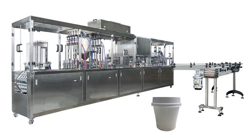 What materials can the cup filling and sealing machine manufactured be filled