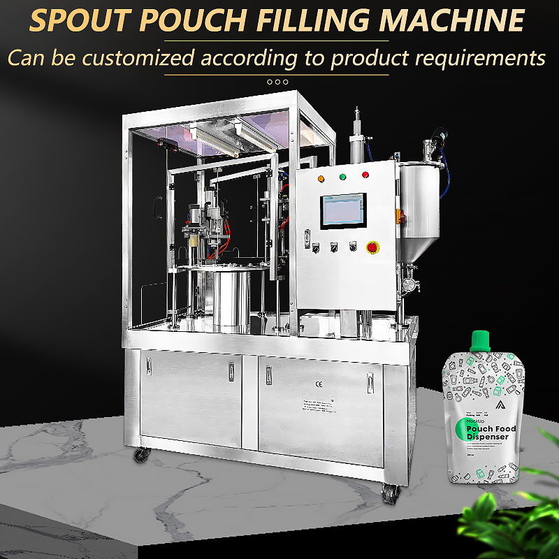 Factory price automatic soy sauce milk fruit mug puree juice stand up pouch with spout filling capping machine