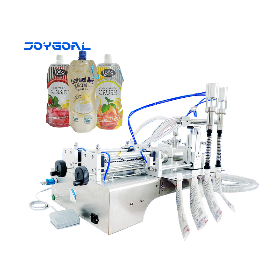 自立吸嘴袋半自动液体灌装机洗衣液气动分装机豆浆牛奶双头定量灌装机